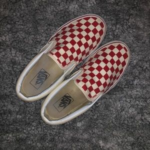 Women’s Red Checkered Slip-On Vans